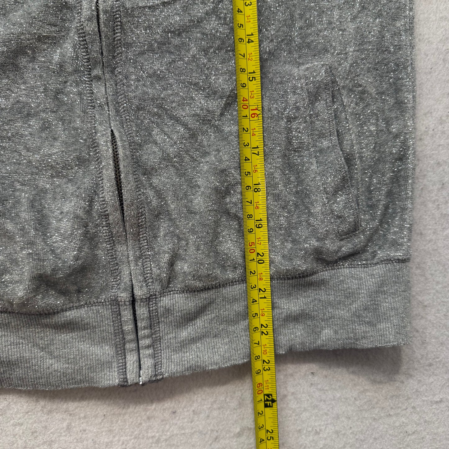 PINK Victoria's Secret Women's Gray Full Zip Hoodie Sequins Heart Logo Size S