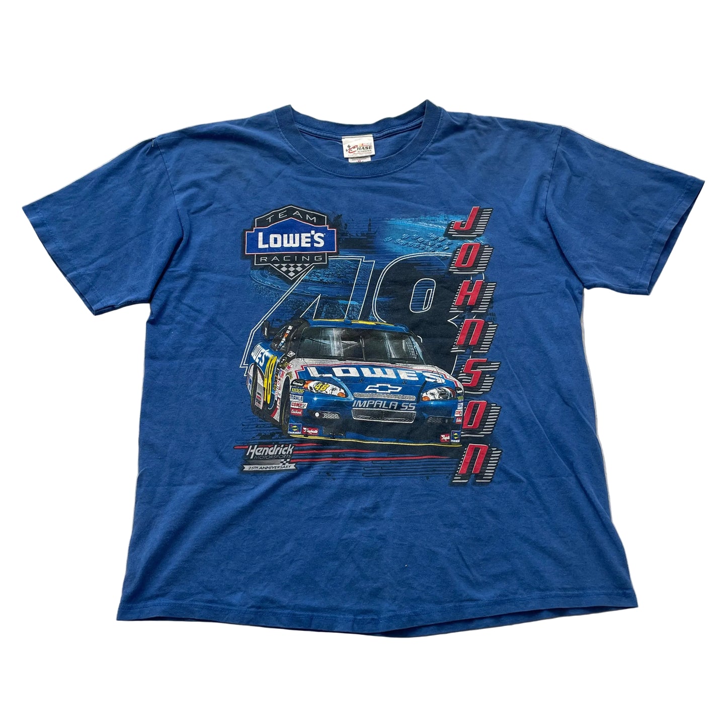 Jimmie Johnson's #48 NASCAR Chase Men's Blue Cotton T-Shirt Short Sleeve Size XL