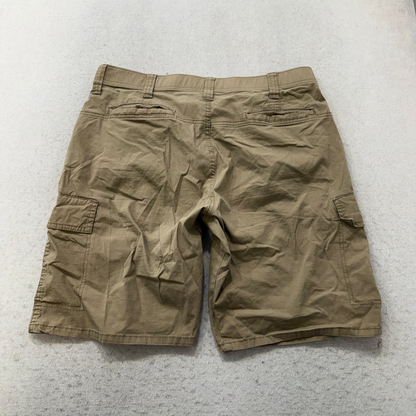 Wrangler Mens Khaki Cargo Shorts Side Flap Pockets Zip-Fly Classic Y2K Size 34