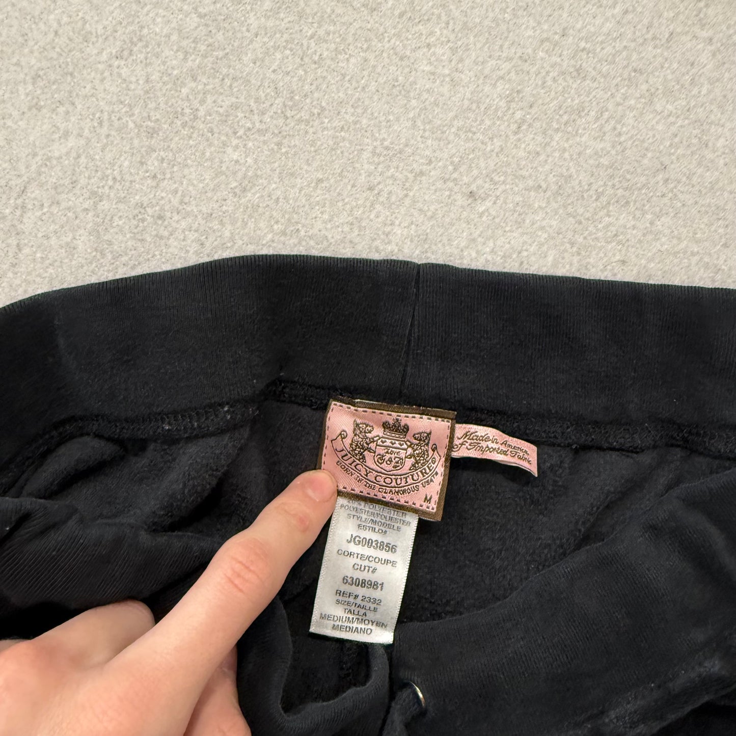 Juicy Couture Women's Black Velour Flare Track Pant Drawstring Loungewear Size M