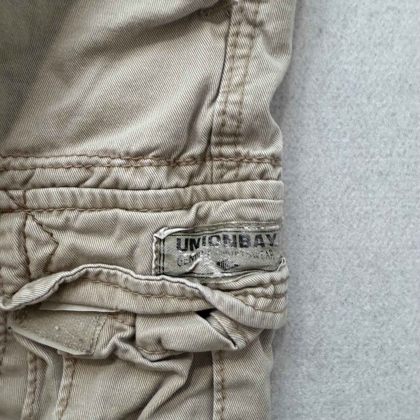 Unionbay Men's Khaki Cotton Straight Leg Cargo Pants Pockets Outdoor Size 38