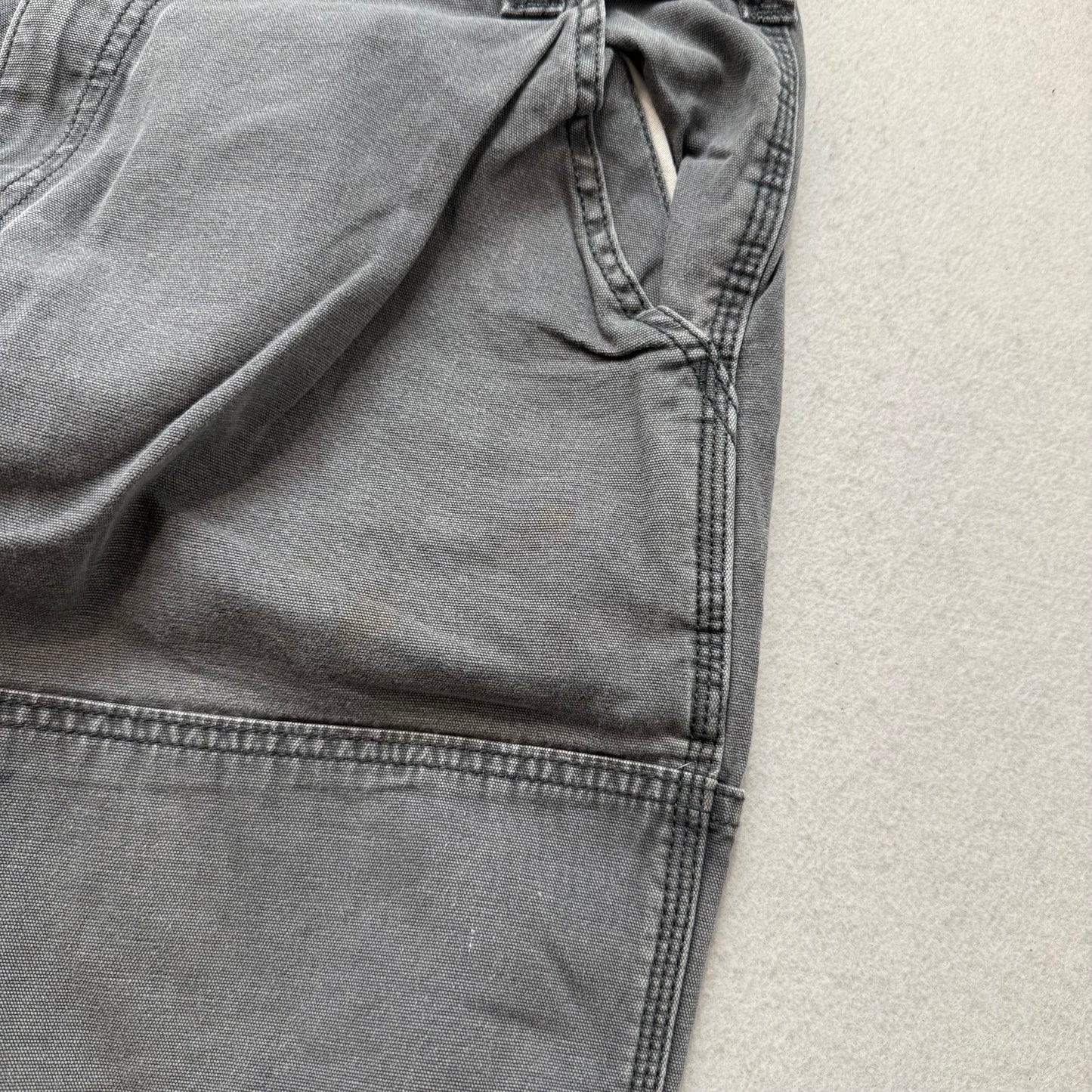 Carhartt Relaxed Fit Men's Gray Washed-Duck Double Knee Work Pants Size 38x30
