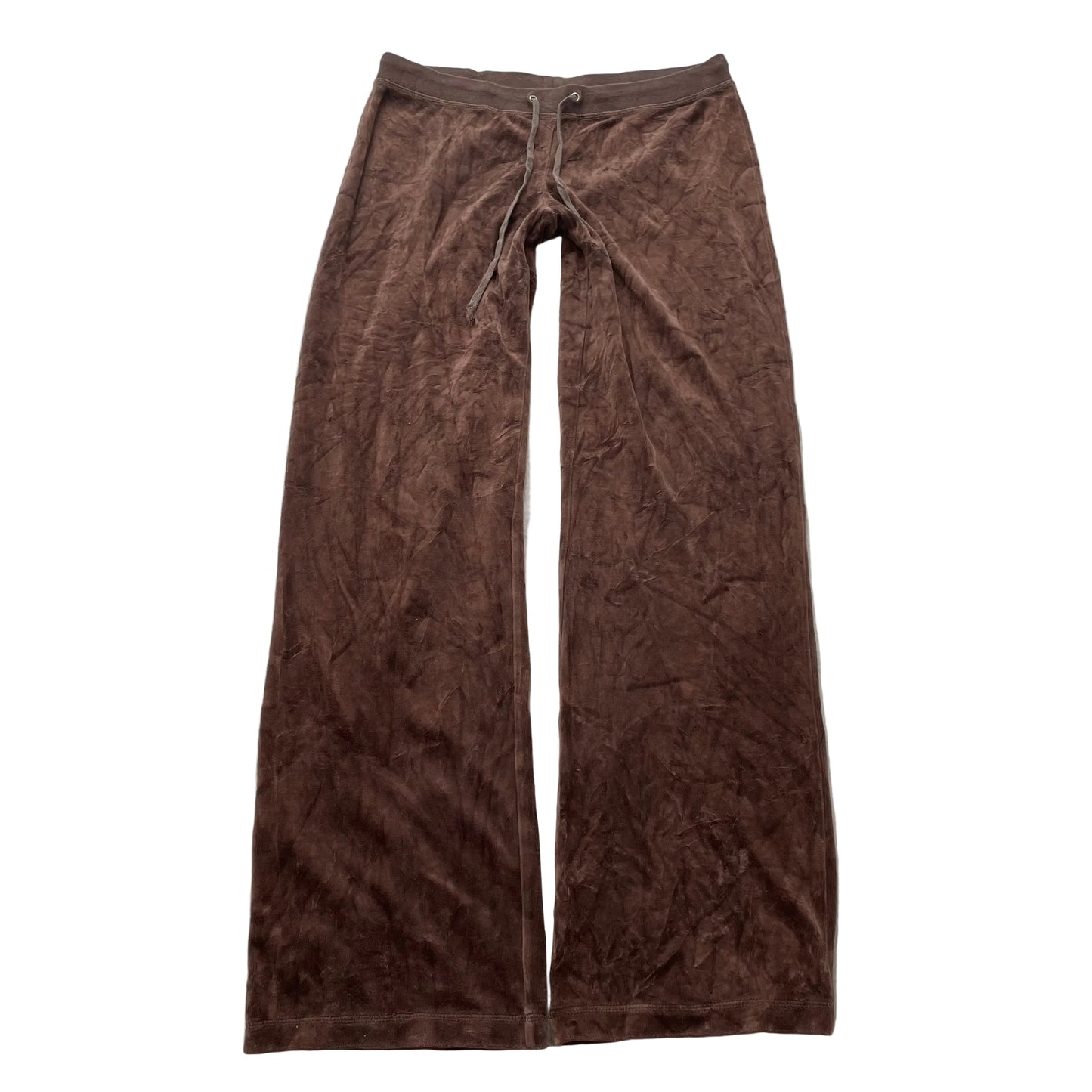 Vintage Juicy Couture Women Dark Brown Velour Flare Track Pant Drawstring Size L