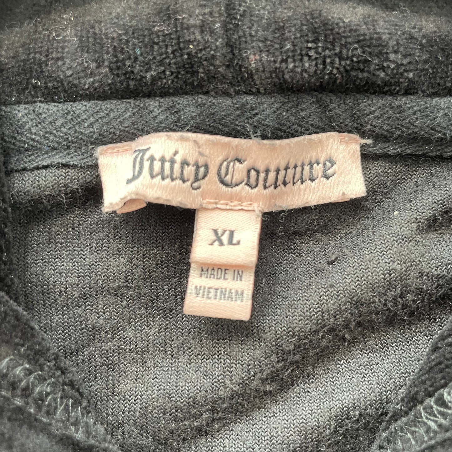 2003 Vintage Juicy Couture Scottie Dog Womens Black Velour Tracksuit Set Size XL