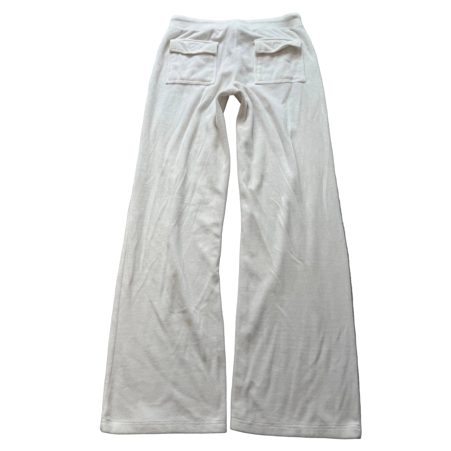 Juicy Couture Women's White Velour Flared Leg Track Pants Loungewear Y2K Size M