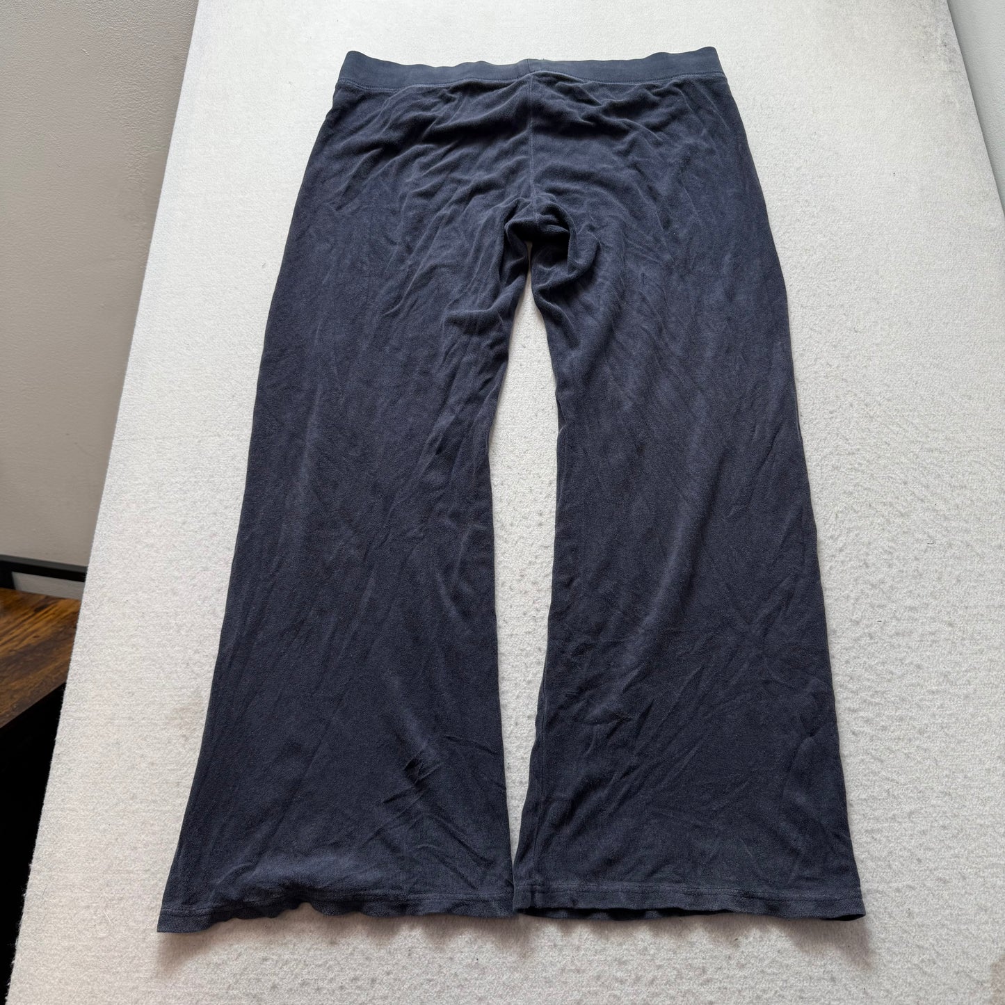 Juicy Couture Women's Charcoal Gray Terry Cloth Flared Track Pants Logo Size XL