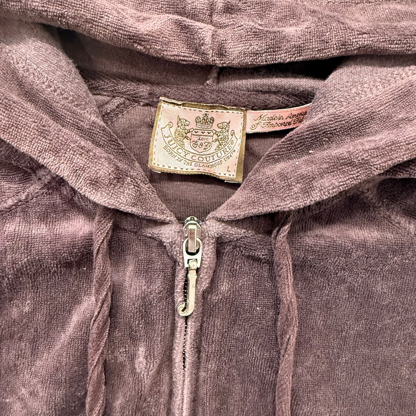 Vintage Juicy Couture Women' Dark Brown Velour Tracksuit Set Hoodie & Pant Size L