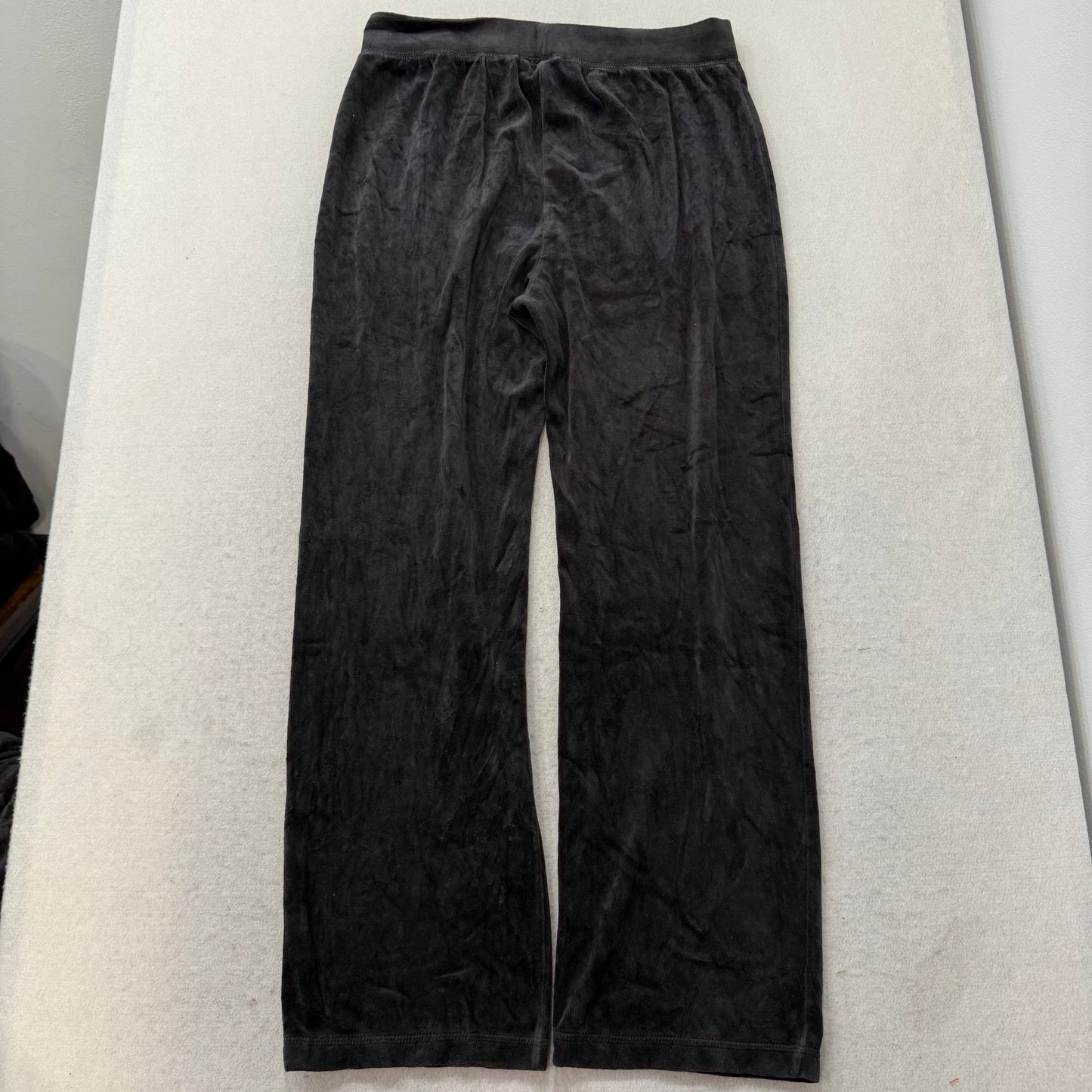 Juicy Couture Black Velour Tracksuit Set Zip Up Jacket & Flared Pants Y2K Size L
