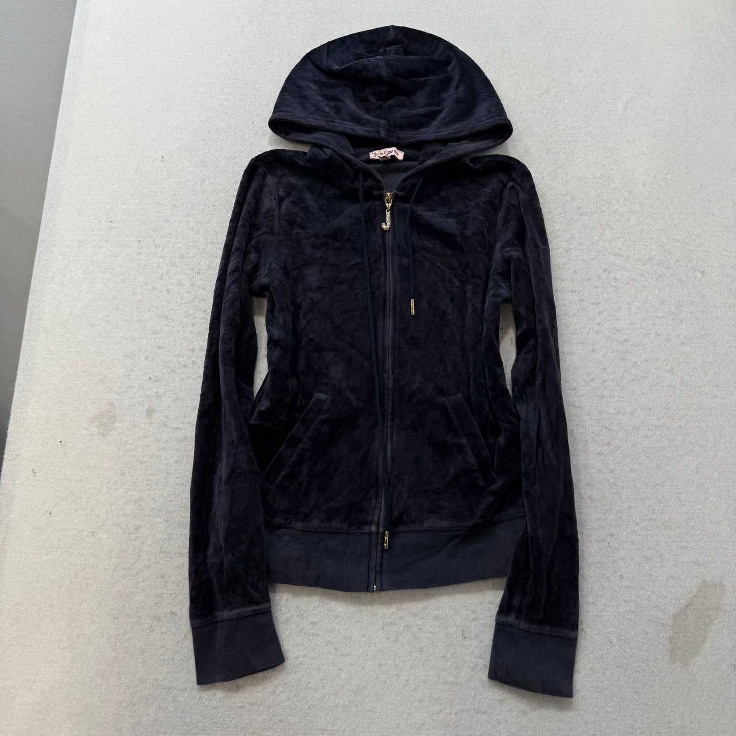 Juicy Couture Women's Navy Velour Hoodie & Drawstring Pant Tracksuit Set Size M