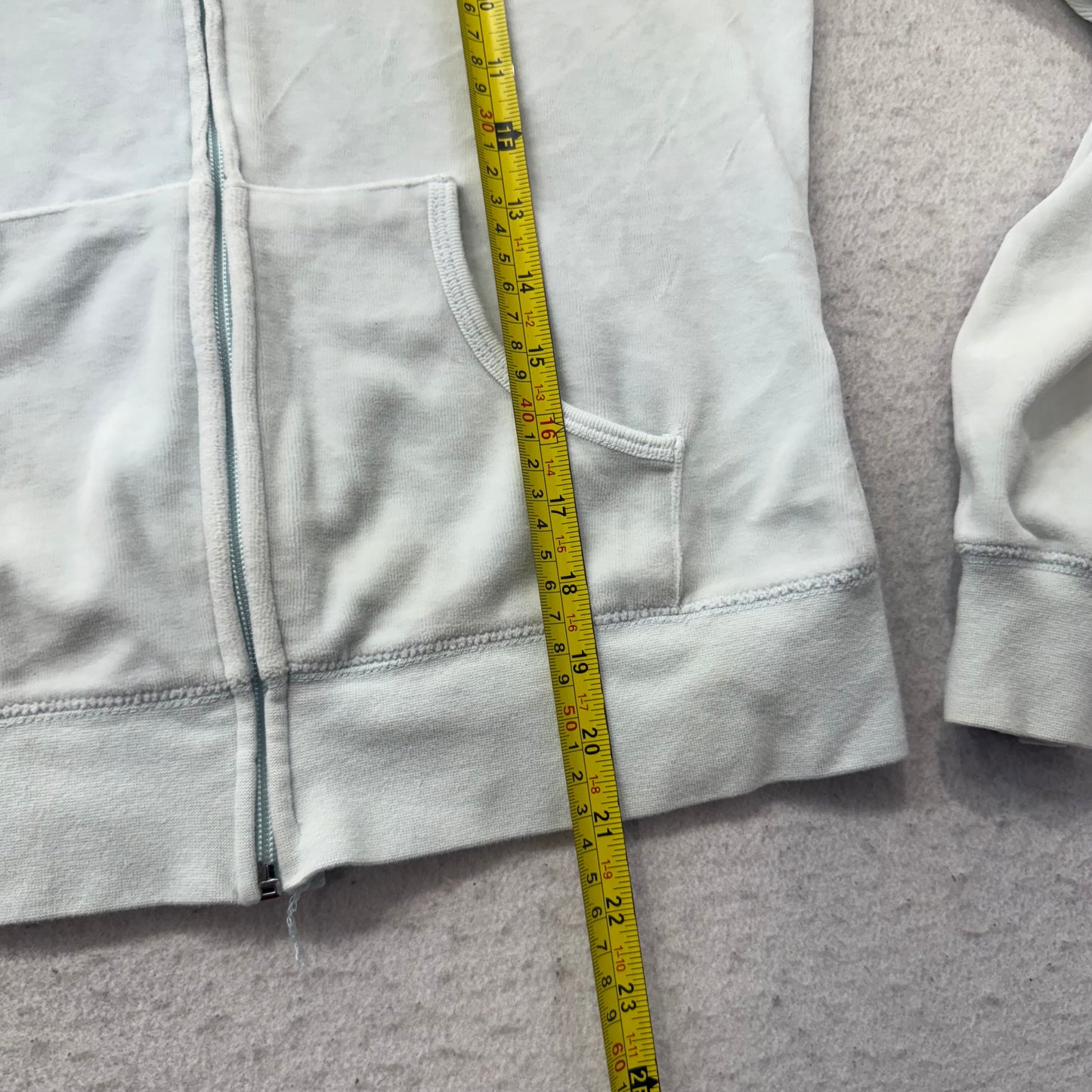 Vintage Juicy Couture Women's Light Mint Velour Zip-Up Hoodie Loungewear Size S