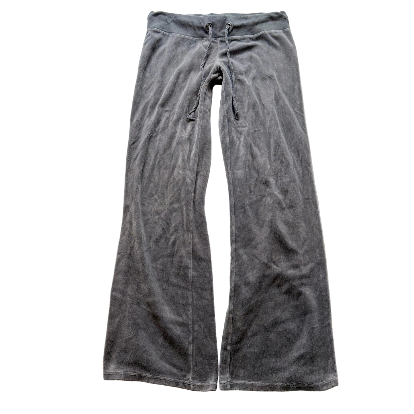 Vintage Juicy Couture Women's Gray Velour Flared Track Pants Drawstring Size S