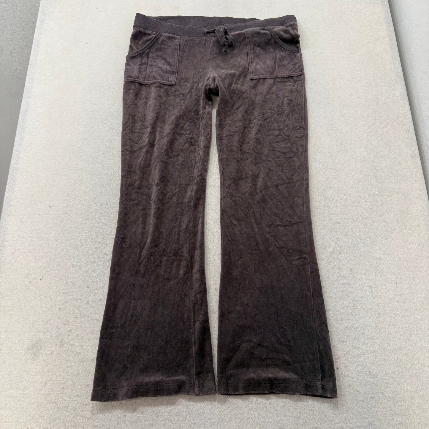 Juicy Couture Womens Coffee Bean Velour Flare Track Pant Back Flap Pocket Size M