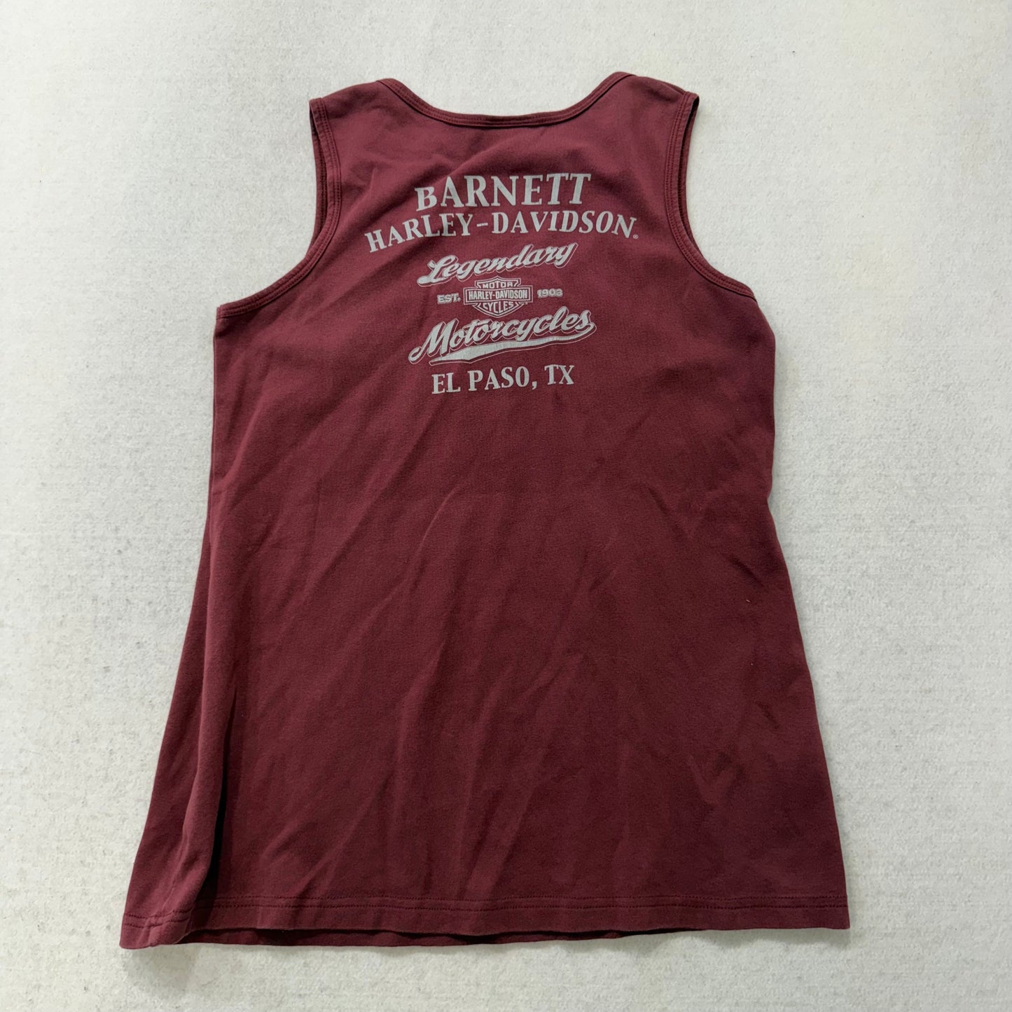 Harley Davidson Women's Burgundy Cotton Toad Lace Up Tank Top Sleeveless Size S