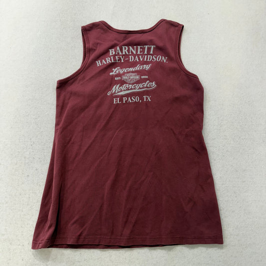 Harley Davidson Women's Burgundy Cotton Toad Lace Up Tank Top Sleeveless Size S