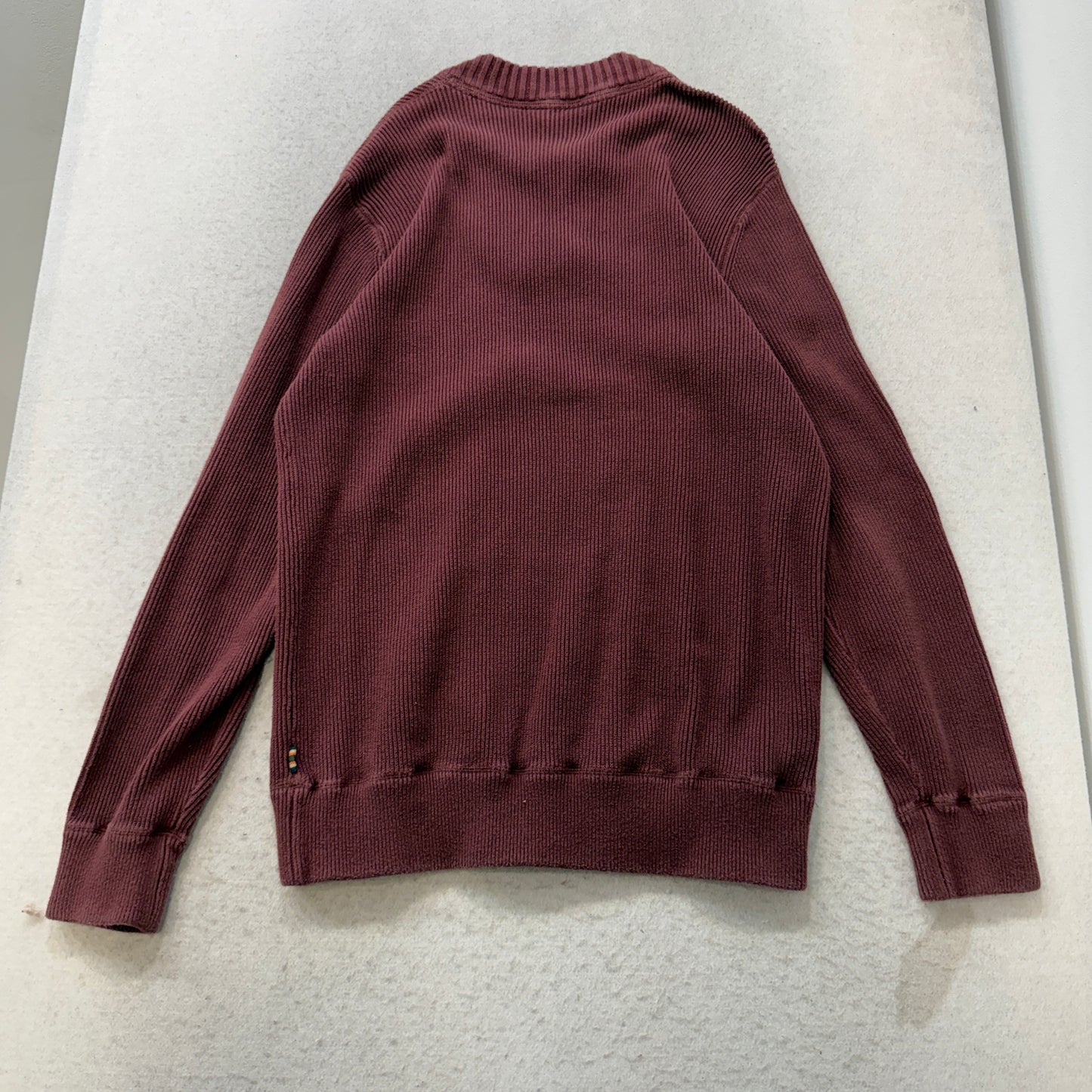 Eddie Bauer Men's Maroon Pullover Ribbed Knit Henley Sweater Classic Size LT