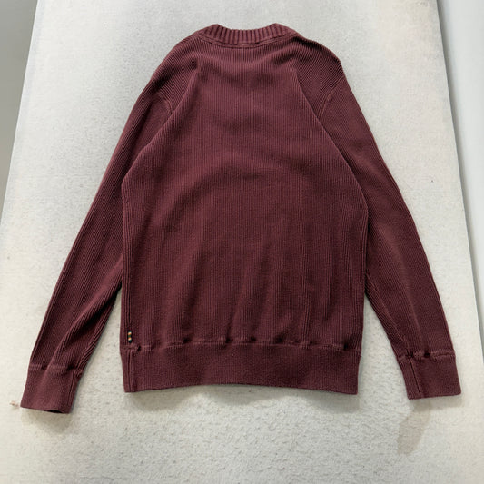 Eddie Bauer Men's Maroon Pullover Ribbed Knit Henley Sweater Classic Size LT