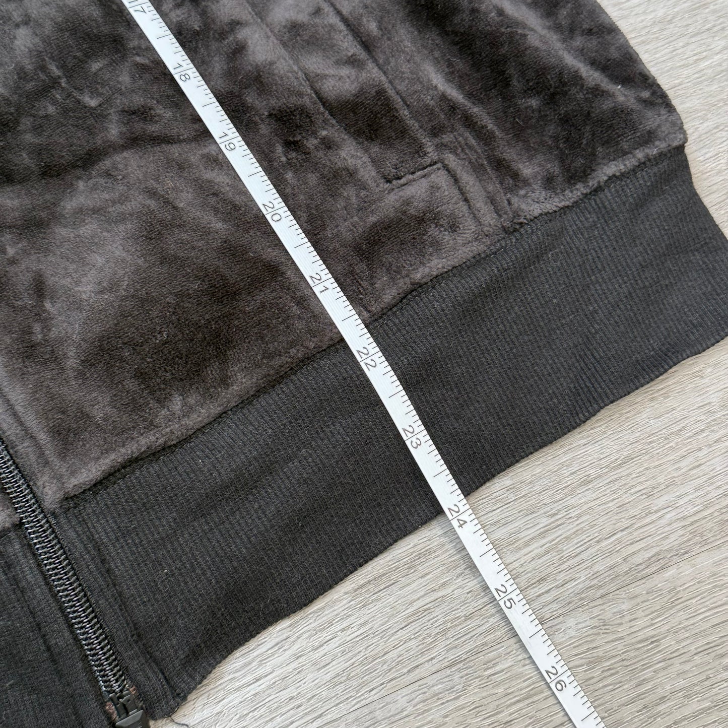 Juicy Couture Womens Charcoal Gray Velour Zip-Up Track Jacket Loungewear Size XL