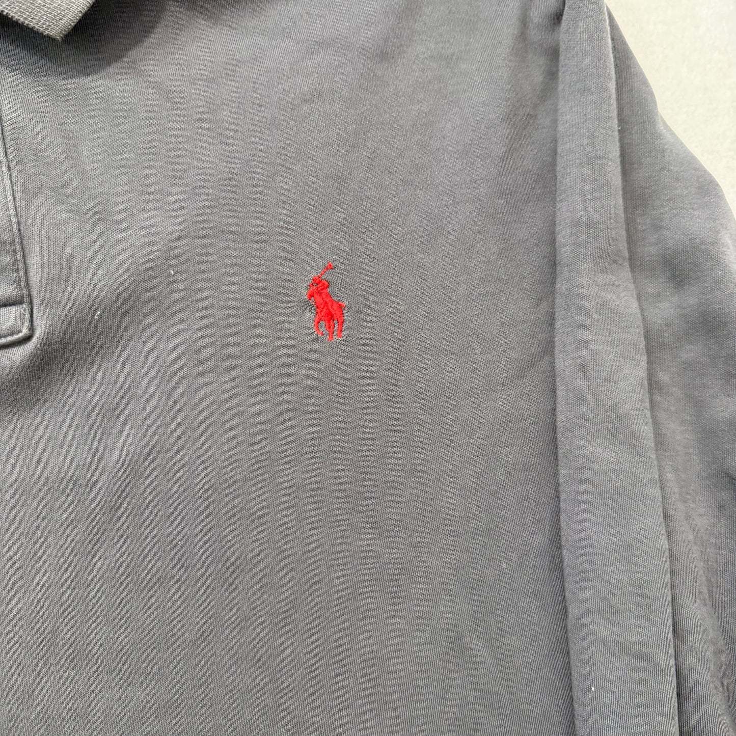 Polo by Ralph Lauren Charcoal Gray Cotton Polo Shirt Long Sleeve Collared Size L