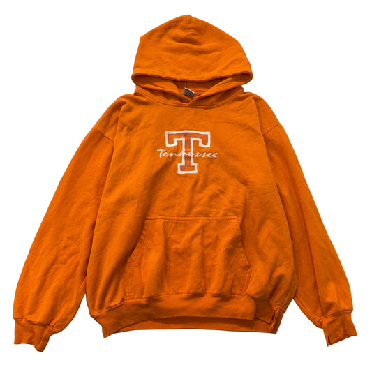Tennessee Men's Orange Cotton Pullover Volunteers Hoodie Kangaroo Pockets Size L