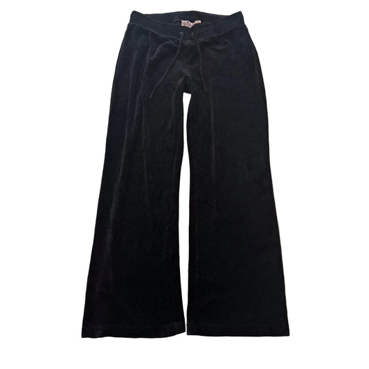 Juicy Couture Women's Black Velour Flared Wide Leg Track Pant Drawstring Size M