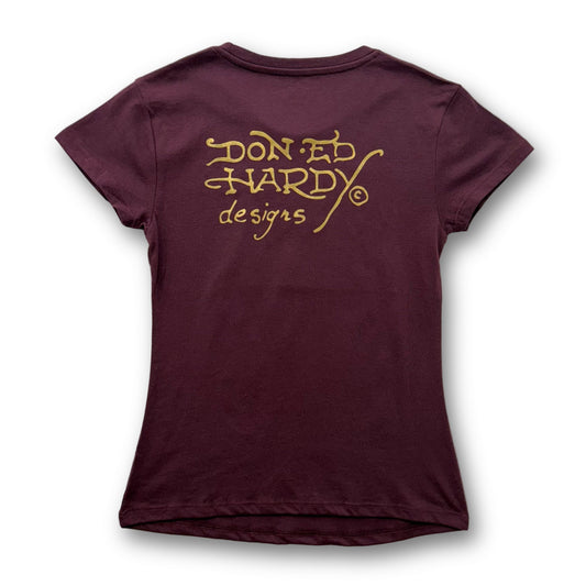 ED HARDY “Death Before Dishonor” BURGUNDY CAP SLEEVE BABY TEE