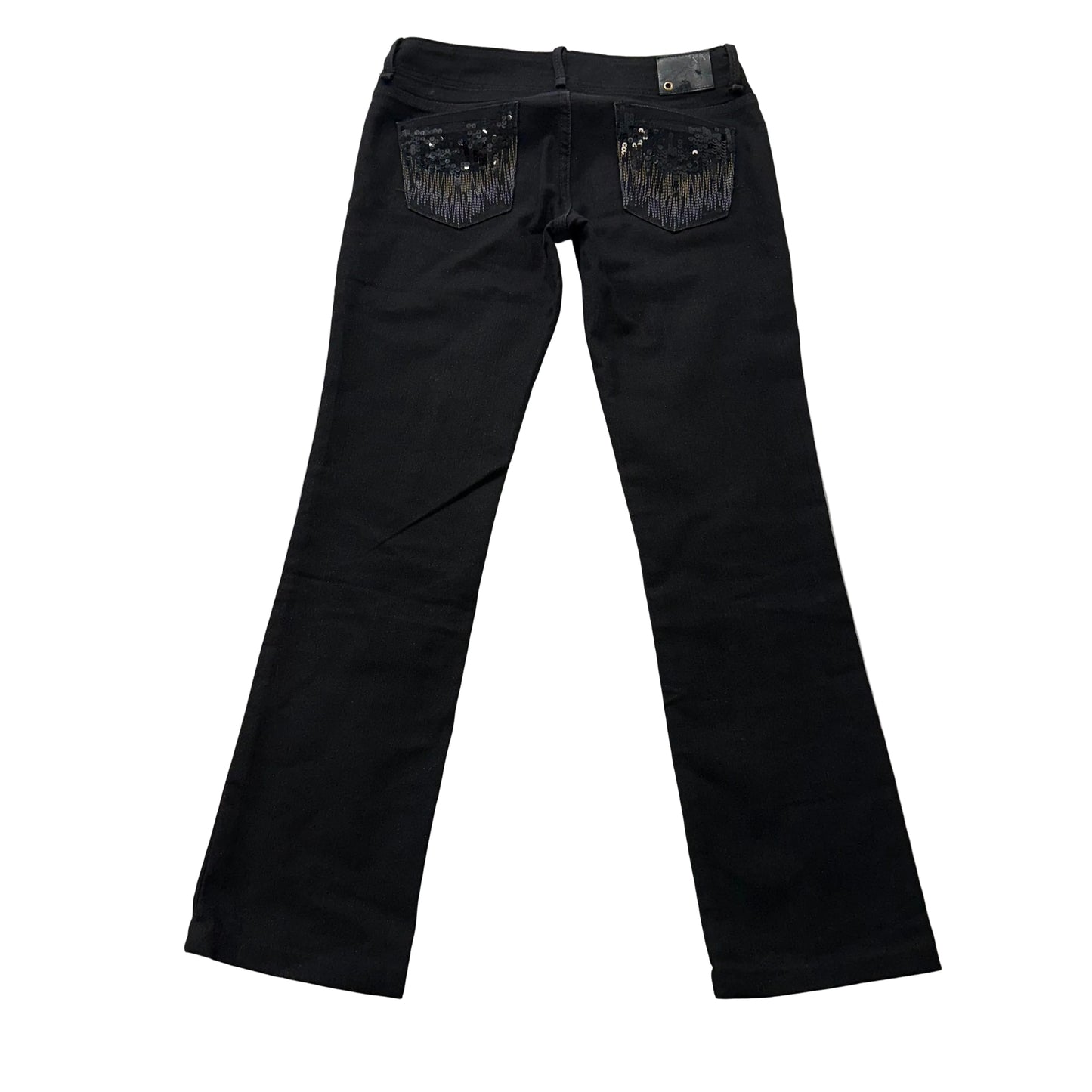 Armani Exchange Women Black Denim Bootcut Jeans Sequin Embellished Pocket Size 2