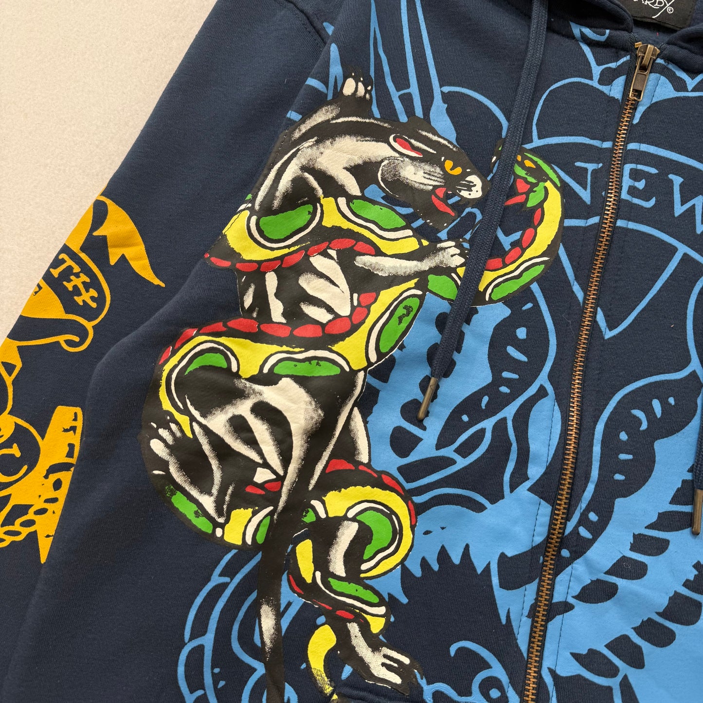 ED HARDY “Panther Bulldog” NAVY ZIP UP HOODIE