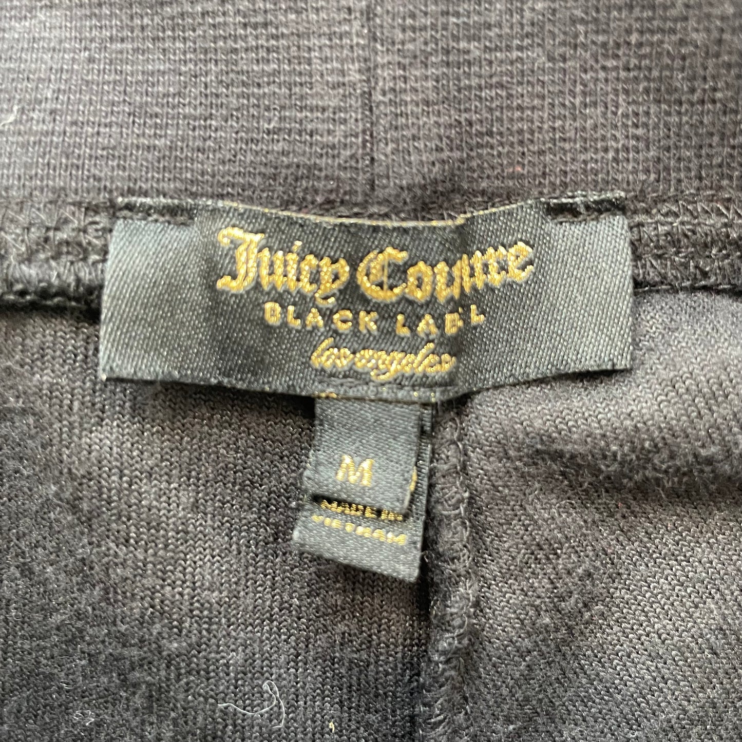 Juicy Couture Black Label Women Black Velour Flared Track Pant Drawstring Size M
