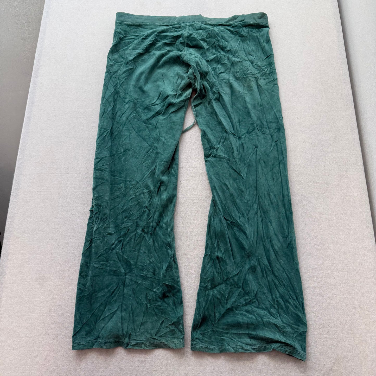 Vintage Juicy Couture Women's Emerald Velour Flared Wide Leg Track Pants Size L