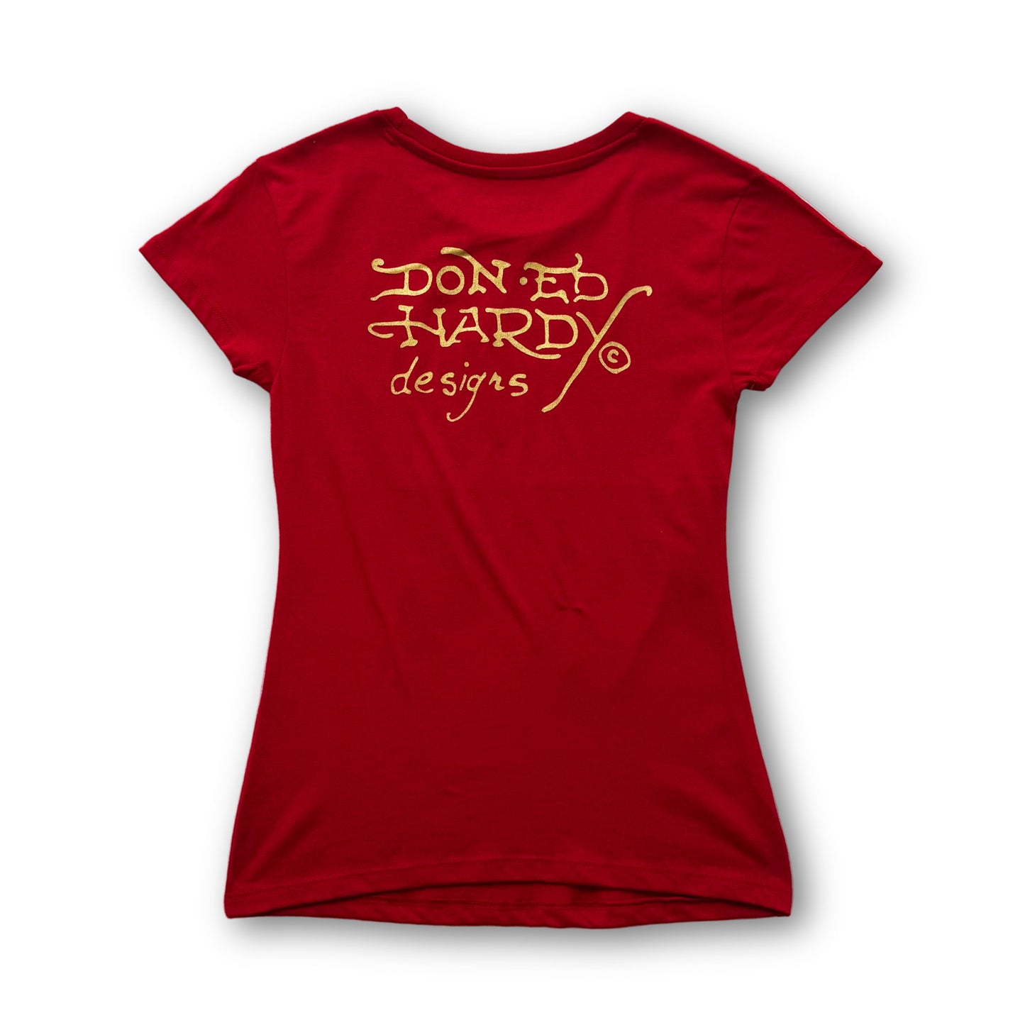 ED HARDY “LKS Leopard” CHERRY RED CAP SLEEVE BABY TEE