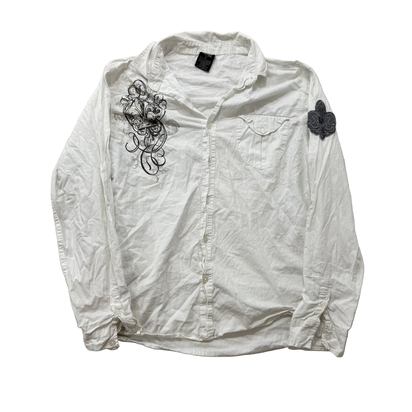 MMA Elite white graphic button-up shirt size XL