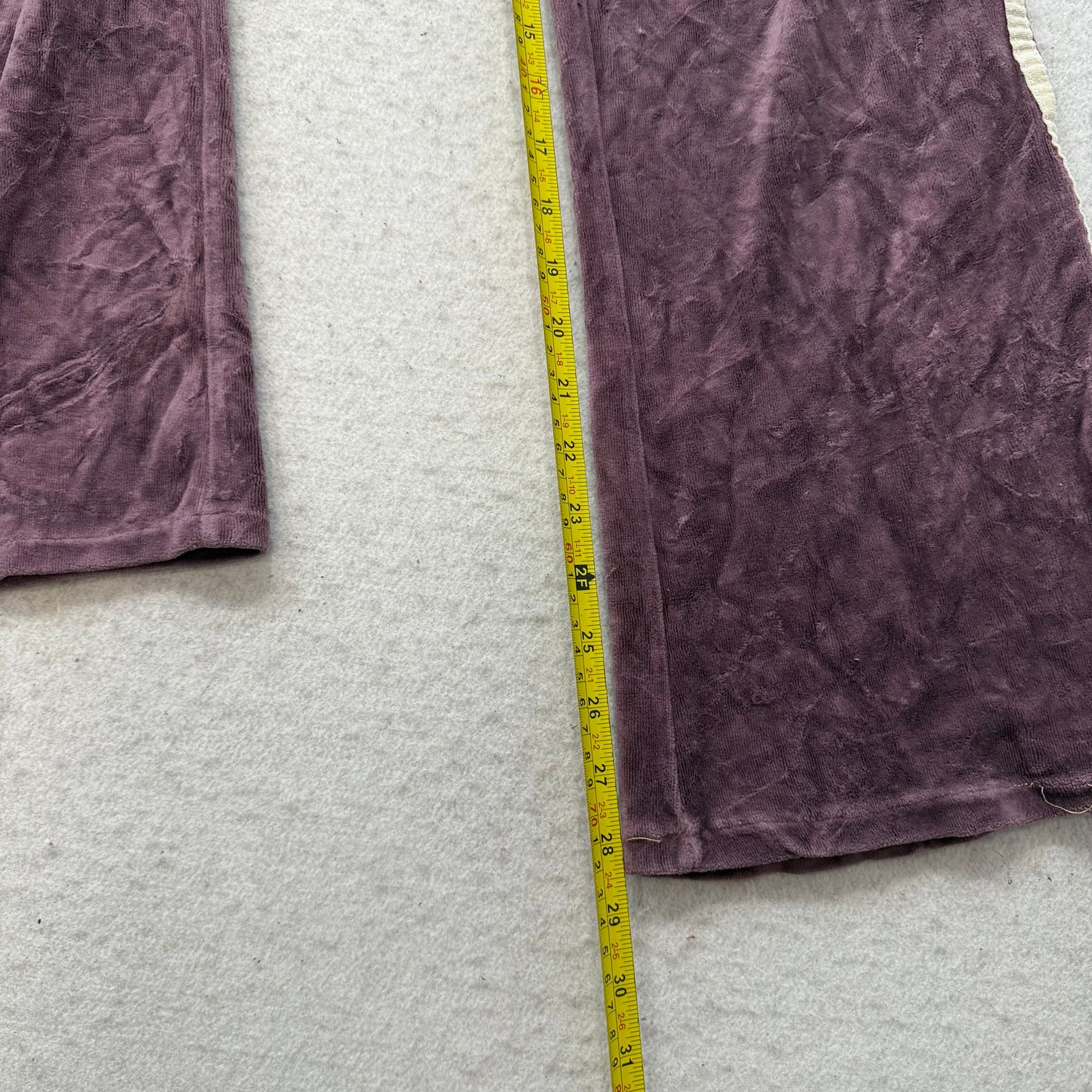 Bebe 2b Women's Burgundy Velour Flared Track Pant Side Striped Loungewear Size S