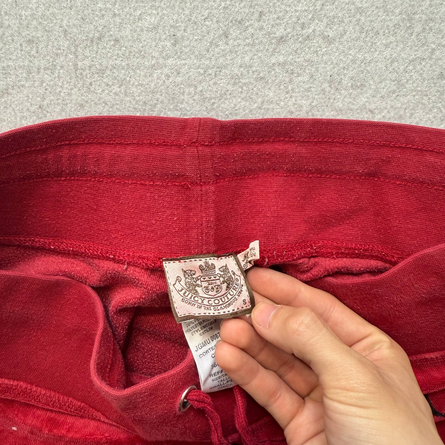 Vintage Juicy Couture Women's Dark Red Velour Flare Track Pant Drawstring Size S
