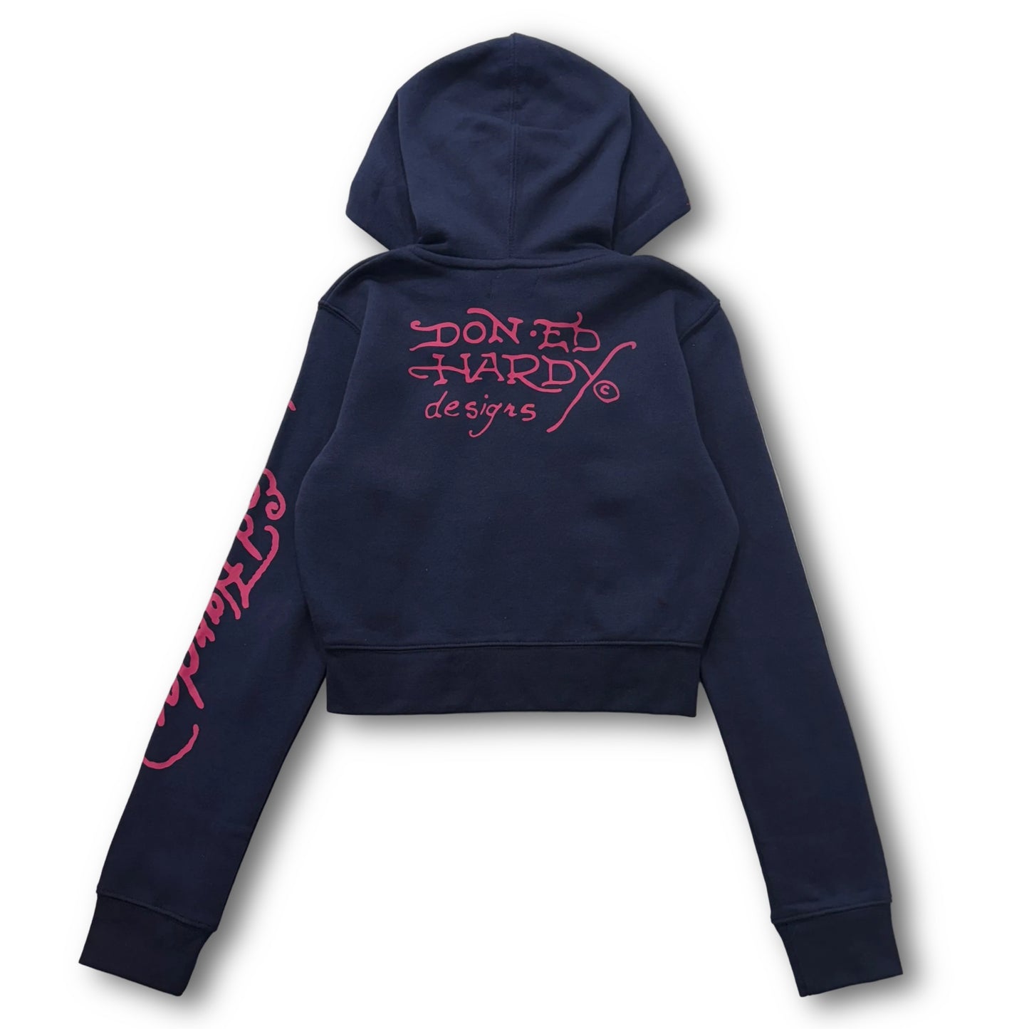 ED HARDY “Eagle Rose” NAVY CROPPED ZIP UP HOODIE