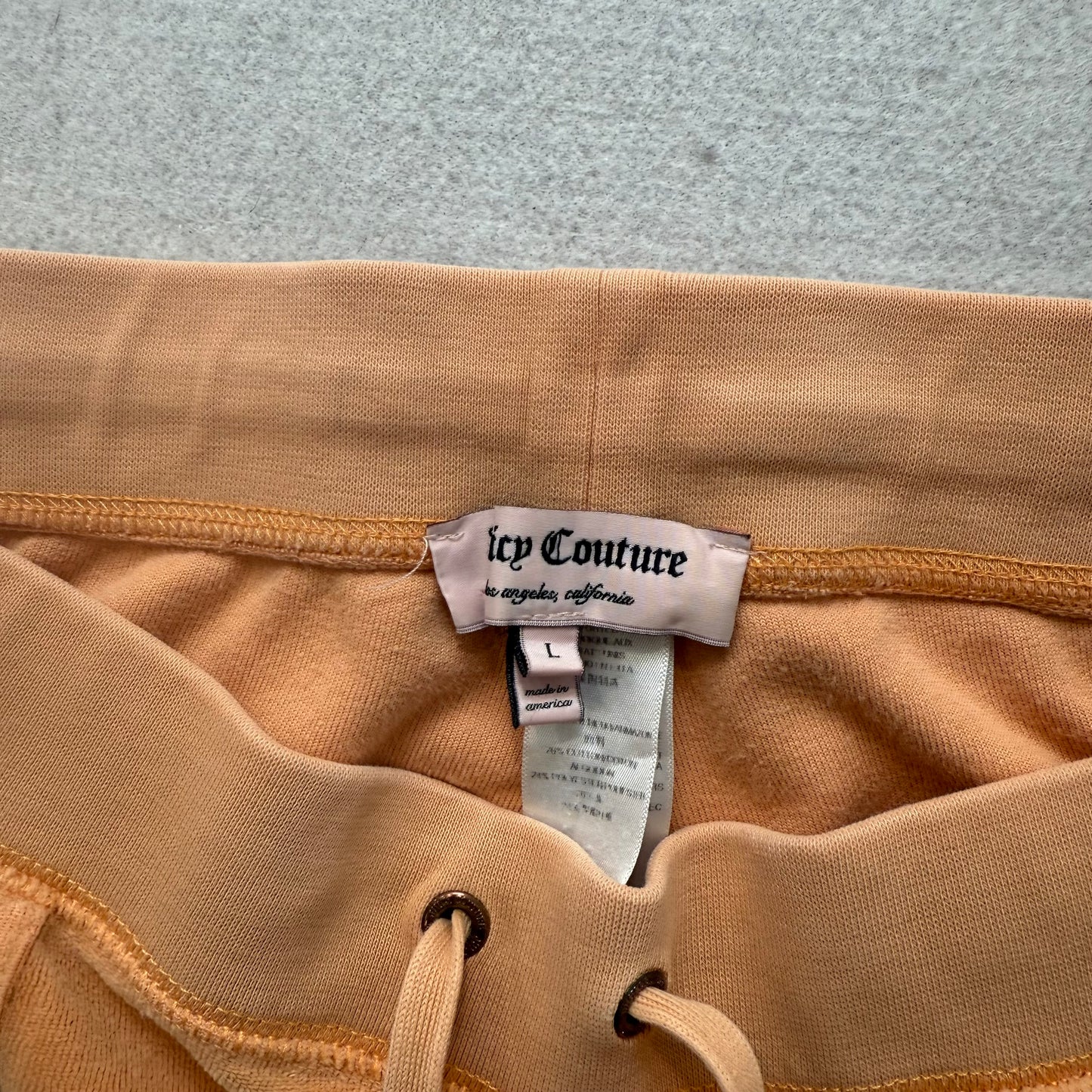 Juicy Couture Women's Light Orange Velour Flared Track Pant Snap Pockets Size L