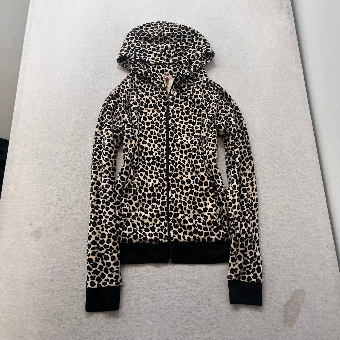 Juicy Couture Womens Leopard Print Velour Tracksuit Set Hoodie & Pant Y2k Size L