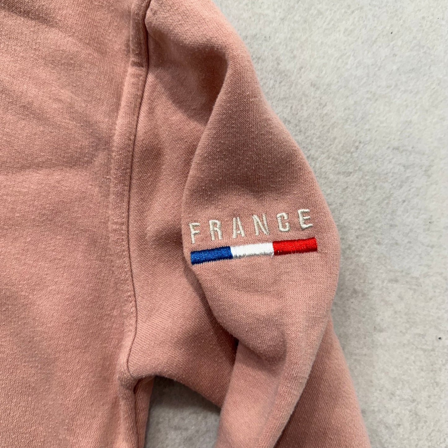 Paris Tour D'Or Womens Dusty Pink Fleece Sweatshirt Embroidered Crewneck Size XS