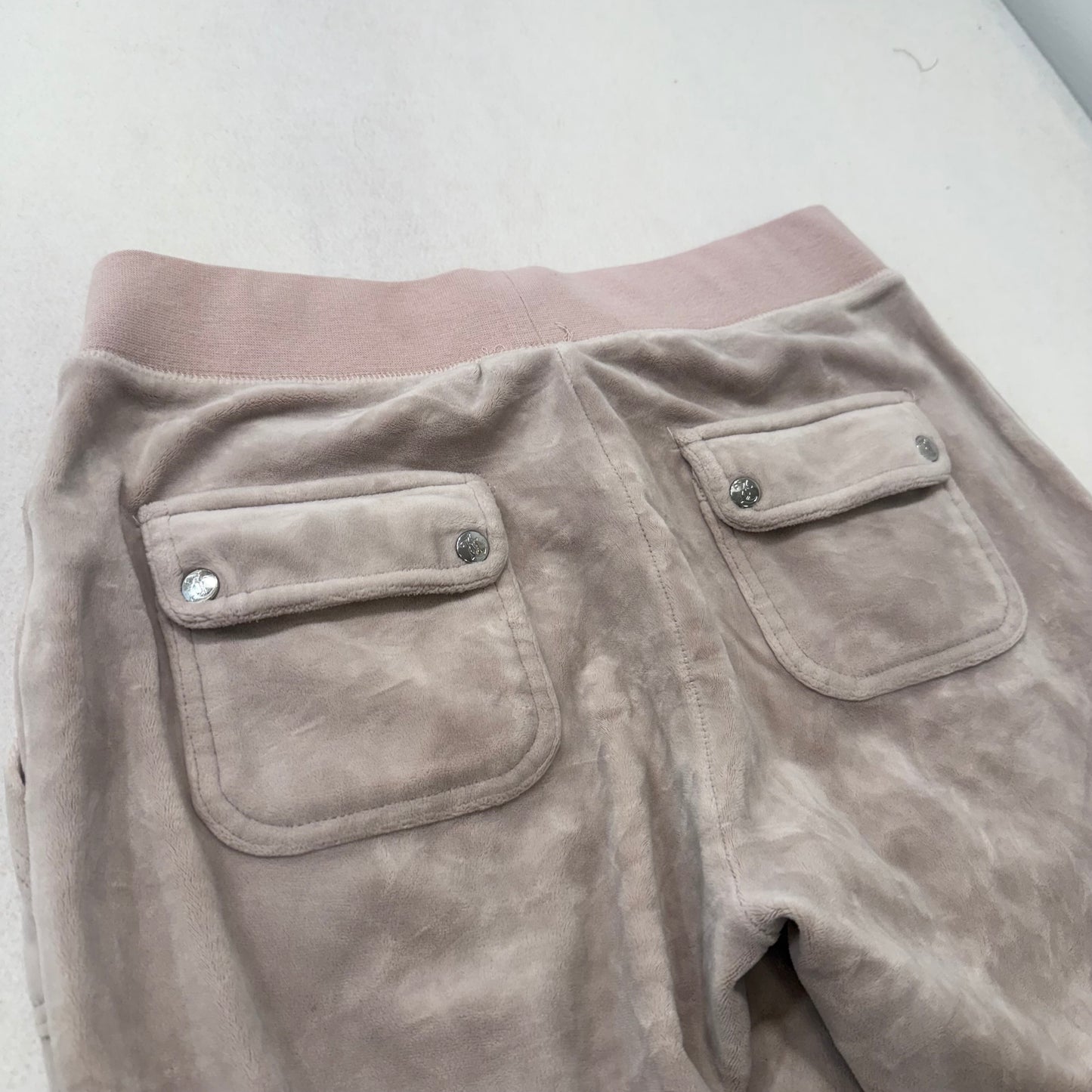 Juicy Couture light velour pink snap-pocket flare pants size S