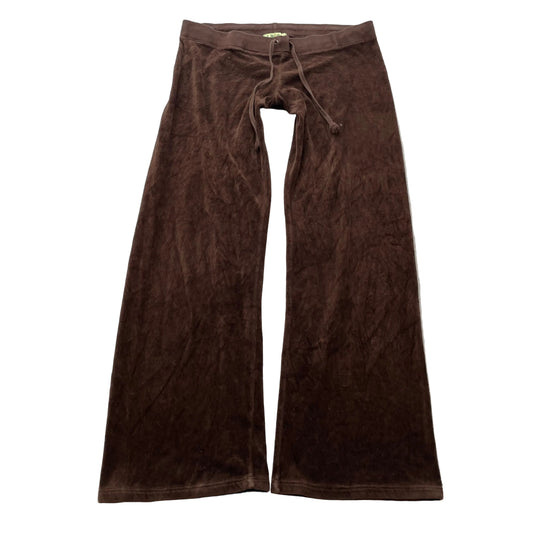 2003 Vintage Juicy Couture Women Chocolate Brown Velour Flared Track Pant Size L