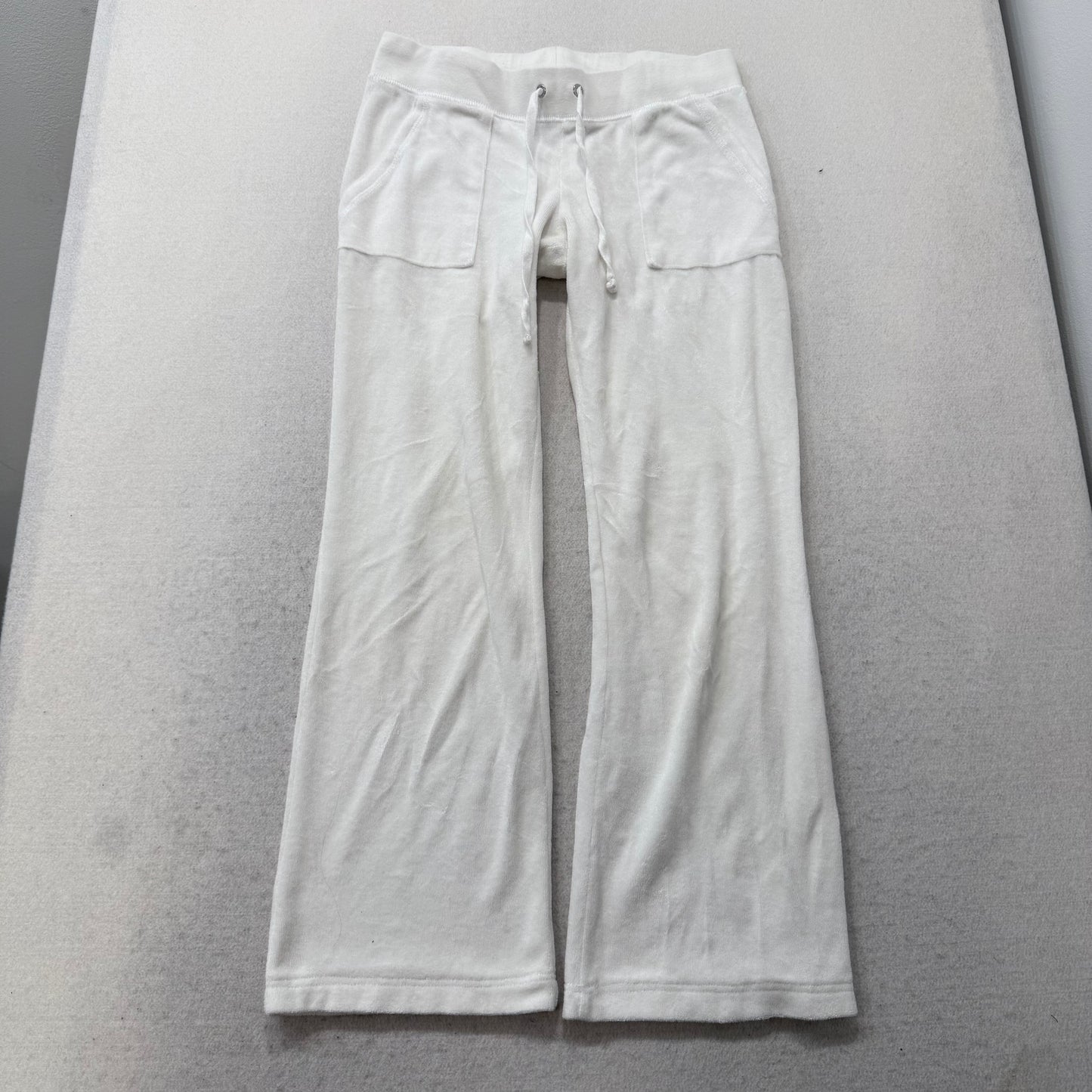 Juicy Couture White Terrycloth Tracksuit Set Zip Up Hoodie & Flared Pant Size S