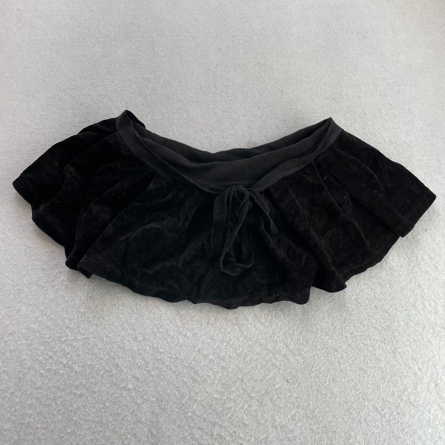 Juicy Couture Women's Black Velour Mini Skirt Drawstring Tie-Waist Casual Size P