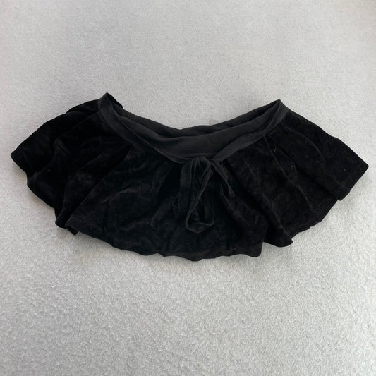 Juicy Couture Women's Black Velour Mini Skirt Drawstring Tie-Waist Casual Size P