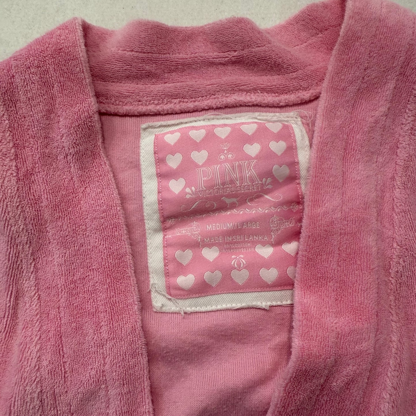 Victoria's Secret PINK Women's Pink Terry Cloth Robe Rhinestone Graphic Size M/L