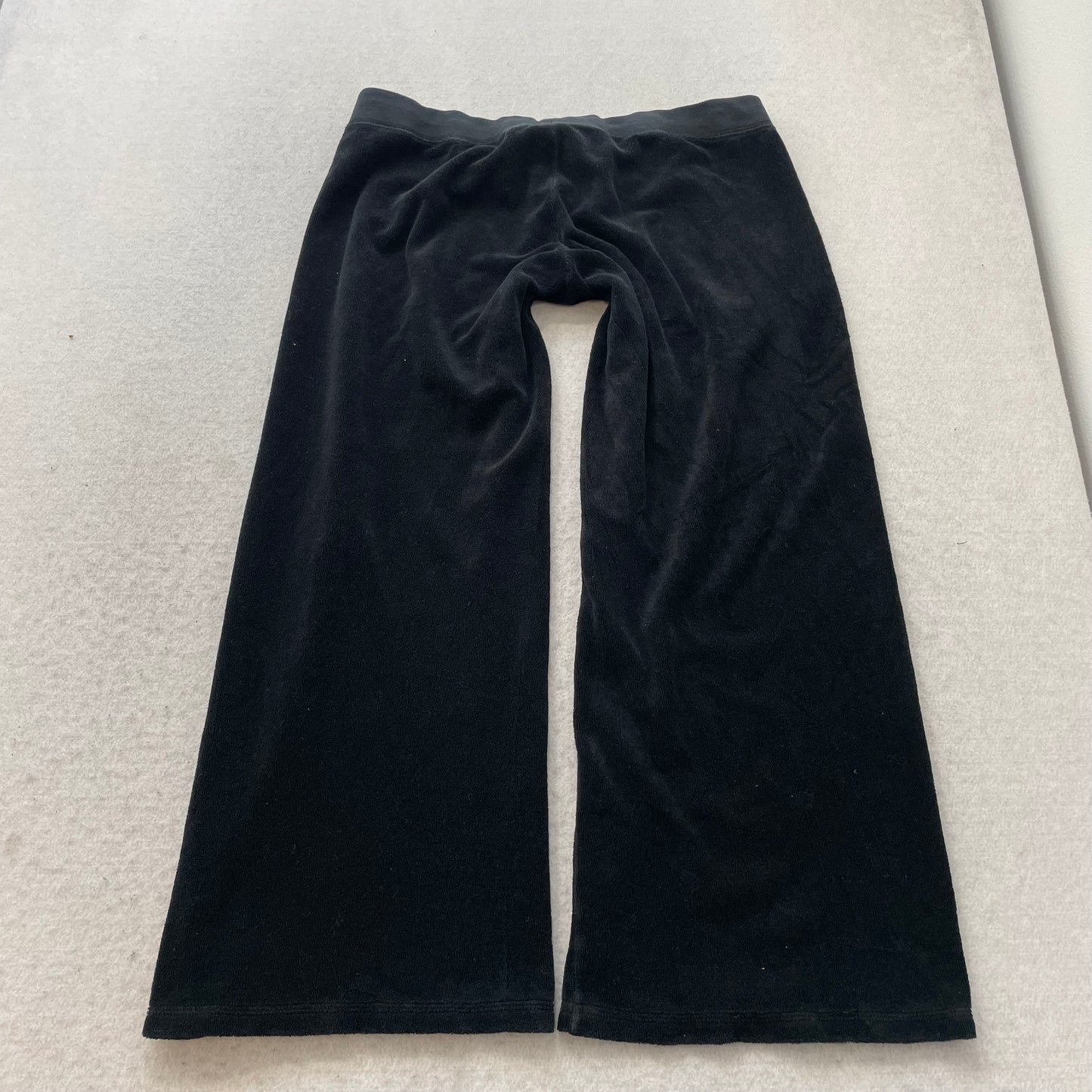 Juicy Couture Women's Black Terry Cloth Wide Leg Track Pants Drawstring Size M