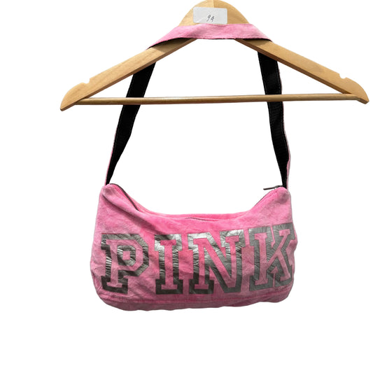 PINK Victoria's Secret Women's Pink Velour Graphic Logo Classic Y2k Shoulder Bag