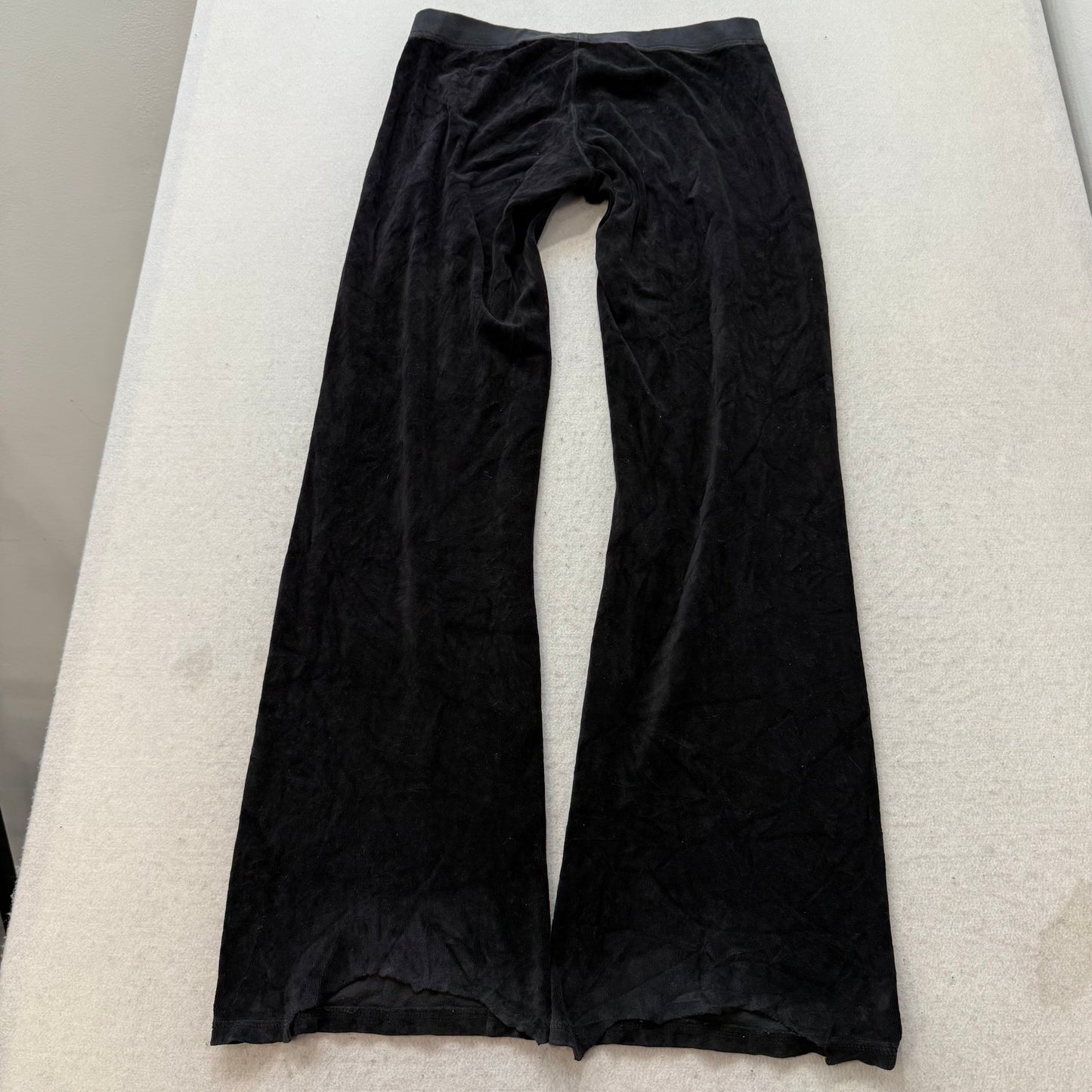 Vintage Juicy Couture Women's Black Velour Flared Track Pant Loungewear Size S