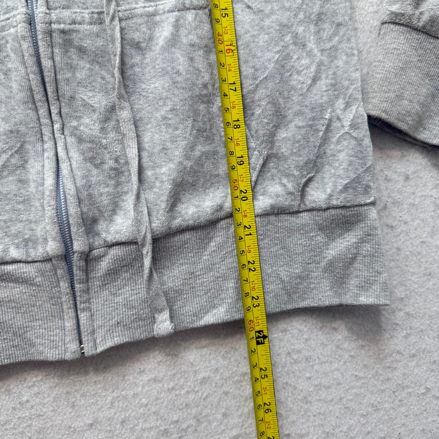 Vtg Juicy Couture Women Heather Gray Velour Tracksuit Set Hoodie & Pant Size M/S