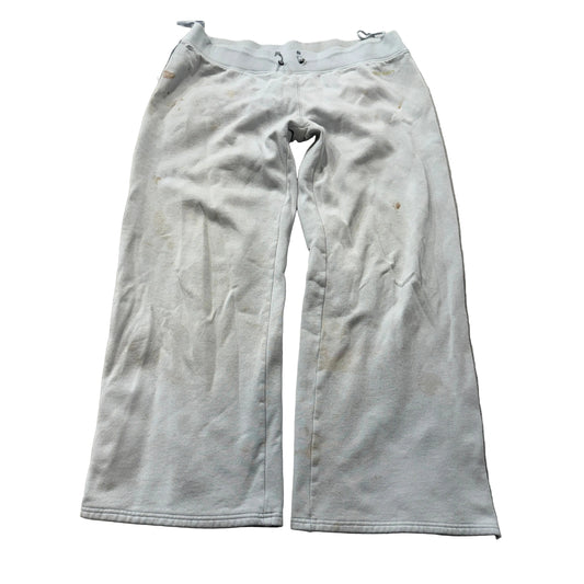 Old Navy Women's Light Gray Fleece Flared Leg Sweatpants Side Striped Y2K Size L