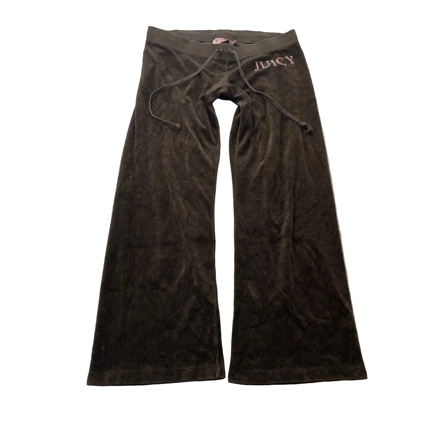 Vintage Juicy Couture Womens Dark Brown Velour Flared Leg Track Pant Logo Size S