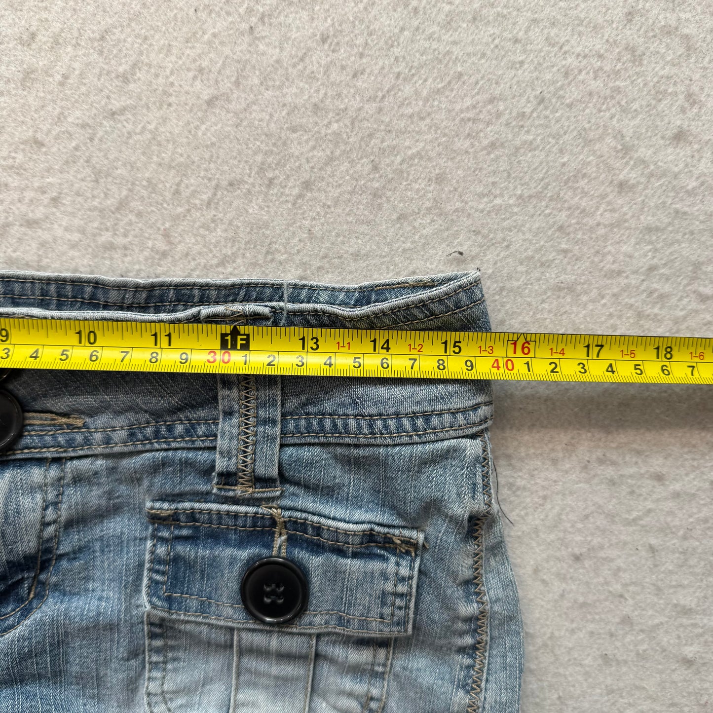 Vintage Angels Women's Blue Denim Low Rise Micro Mini Jeans Shorts Pocket Size 7